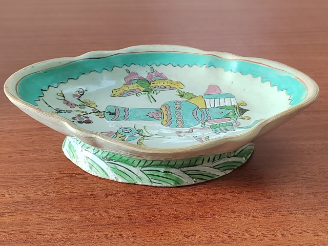 清末民國(guó)博古粉彩盤(pán)拍賣(mài)，當(dāng)前價(jià)格688元