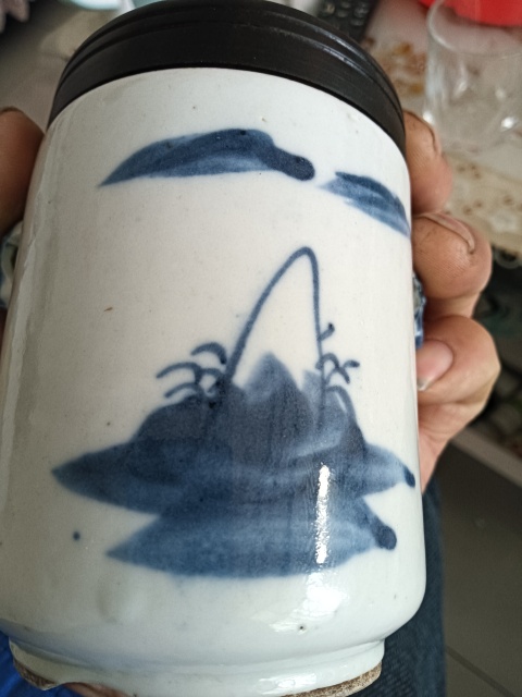 古玩陶瓷青花山水人物紋蓋缸拍賣，當前價格880元