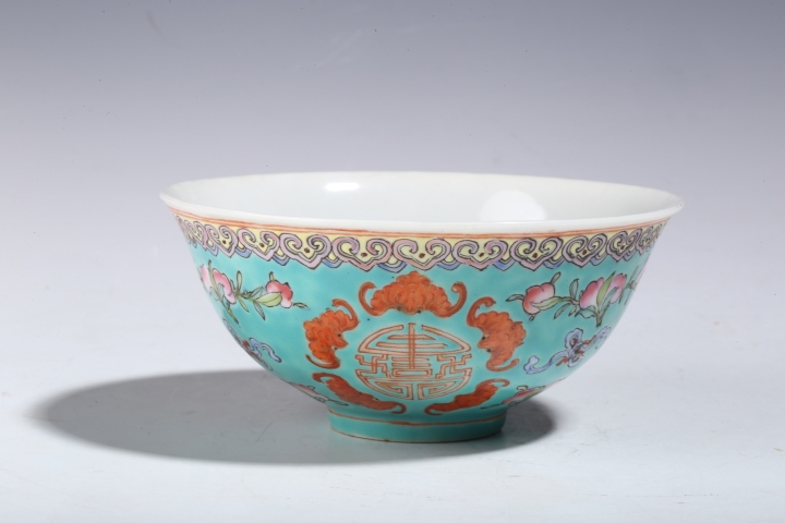 古玩陶瓷松石綠底福壽茶園拍賣，當前價格1800元