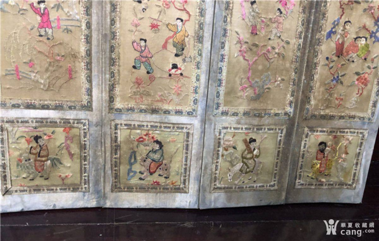 古玩雜項清代蘇百子登科繡刺繡四扇小屏風拍賣,當前價格38880元