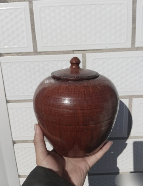 古玩陶瓷嘉慶鈞紅釉蓋罐拍賣，當前價格6800元
