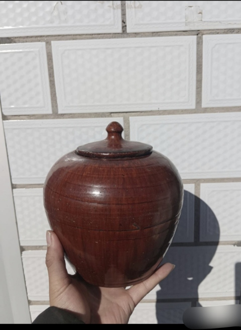 古玩陶瓷嘉慶鈞紅釉蓋罐拍賣，當前價格6800元