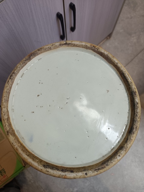 古玩陶瓷英雄斗志豆青釉青花盤口瓶拍賣，當前價格12888元