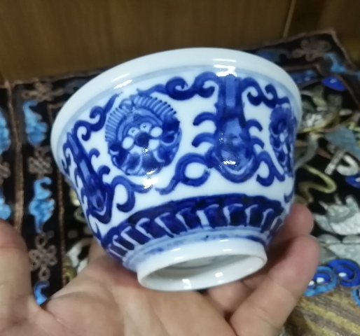 古玩陶瓷乾隆青花纏枝花茶圓拍賣,當前價格4500元