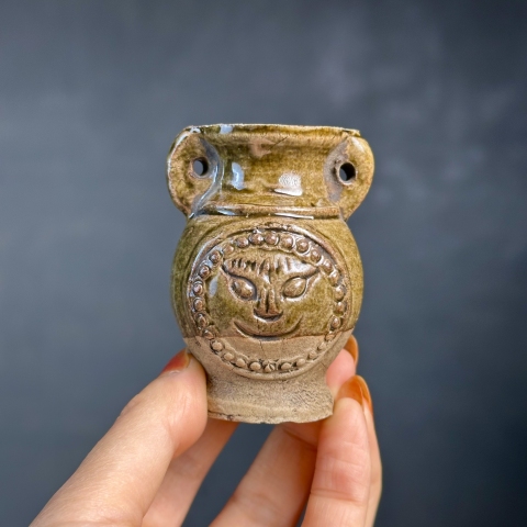 古玩陶瓷青釉獸面紋雙系瓶拍賣,當前價格588元