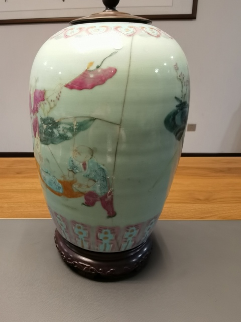 古玩陶瓷道光粉彩仕女嬰戲圖冬瓜罐拍賣，當前價格4800元