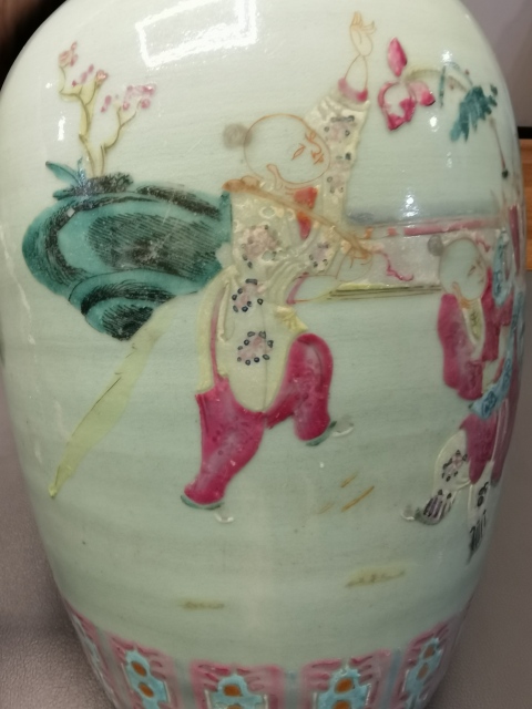 古玩陶瓷道光粉彩仕女嬰戲圖冬瓜罐拍賣，當前價格4800元