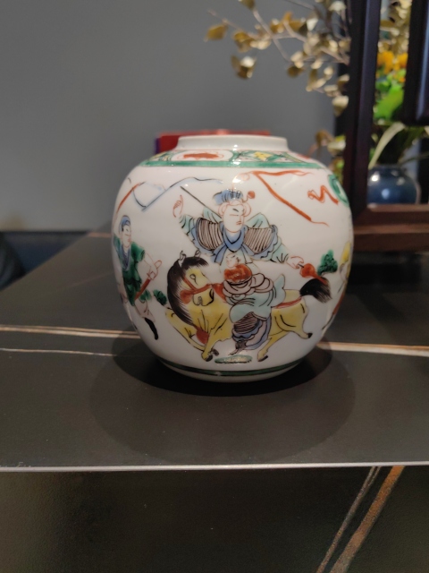 古玩陶瓷晚清民國趙子龍單騎救主罐拍賣，當(dāng)前價格1500元