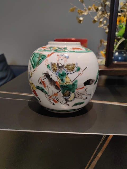 古玩陶瓷晚清民國趙子龍單騎救主罐拍賣，當(dāng)前價格1500元