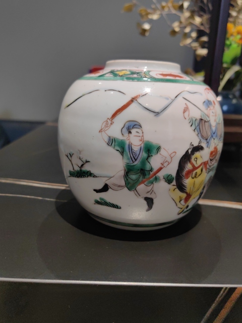 古玩陶瓷晚清民國趙子龍單騎救主罐拍賣，當(dāng)前價格1500元