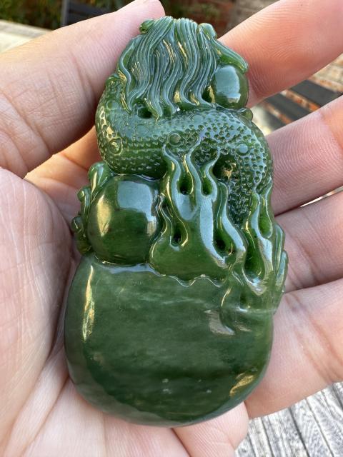 古玩玉器龍霸天下手把件拍賣，當前價格3555元