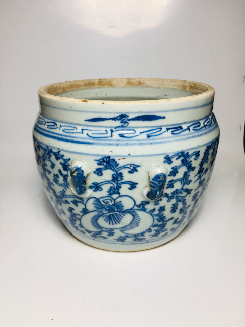 古玩陶瓷精美青花纏枝花卉紋四系粥罐拍賣,當前價格300元