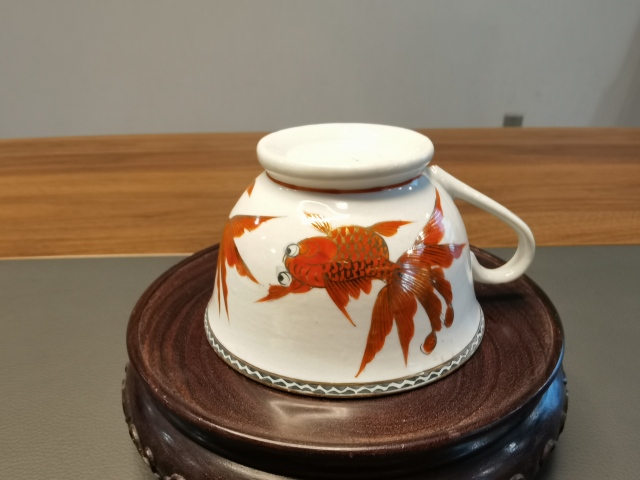 古玩陶瓷廣彩金玉滿堂紋茶杯拍賣,當前價格450元