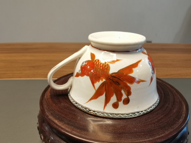 古玩陶瓷廣彩金玉滿堂紋茶杯拍賣,當前價格450元