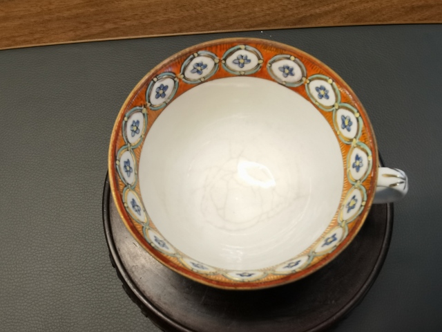 古玩陶瓷廣彩金玉滿堂紋茶杯拍賣,當前價格450元