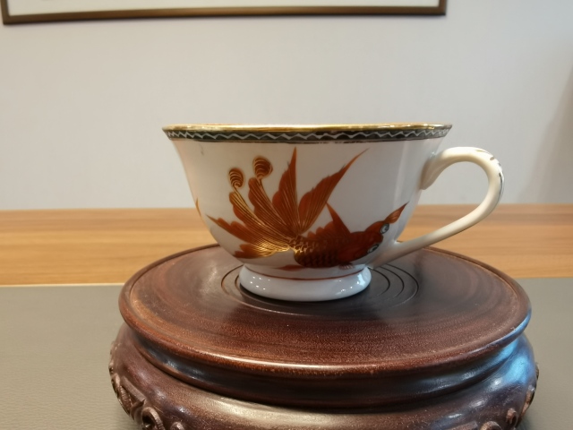古玩陶瓷廣彩金玉滿堂紋茶杯拍賣,當前價格450元