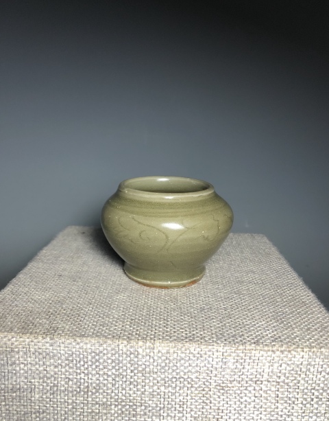 古玩陶瓷元代龍泉青釉暗刻花水盂（精品）拍賣，當前價格5280元