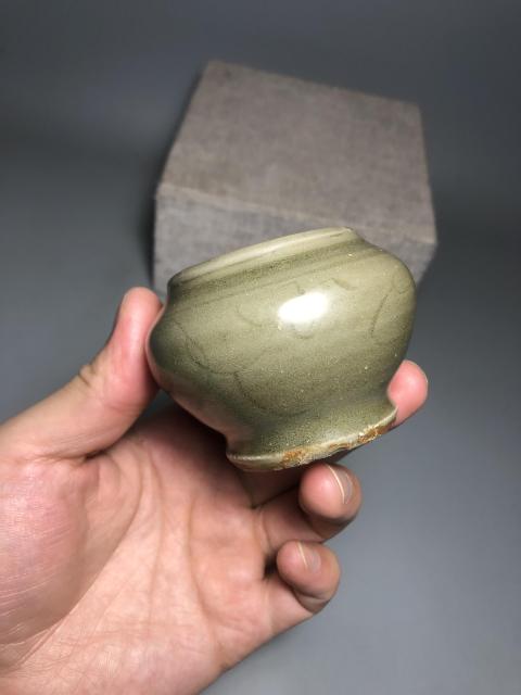 古玩陶瓷元代龍泉青釉暗刻花水盂（精品）拍賣，當前價格5280元