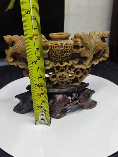 古玩雜項(特價)晚清民國青田石雕雙獅擺件拍賣,當前價格680元