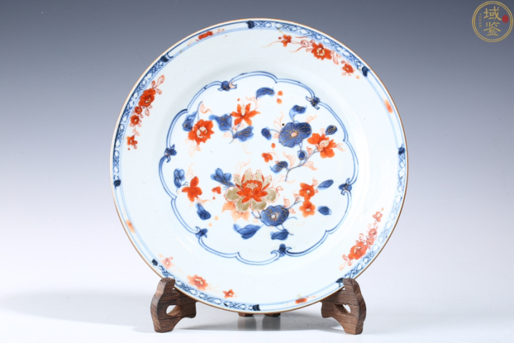 古玩陶瓷清康熙·精品青花礬紅描金花卉紋盤拍賣，當前價格2999元