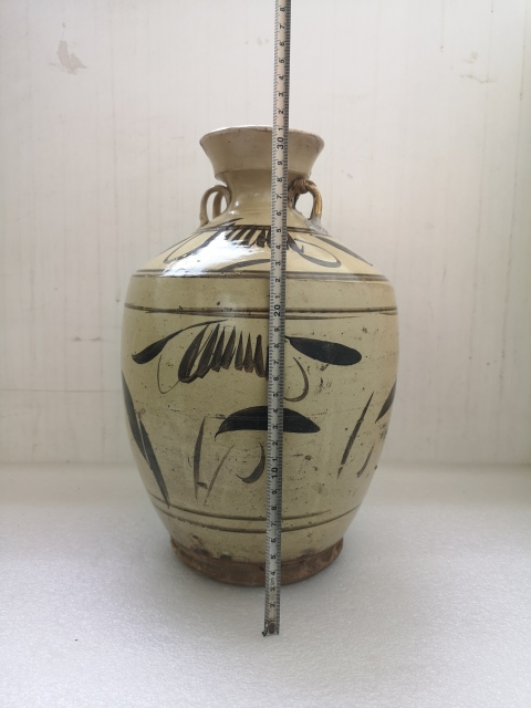 古玩陶瓷磁州窯四系盤口壺拍賣,當(dāng)前價(jià)格750元