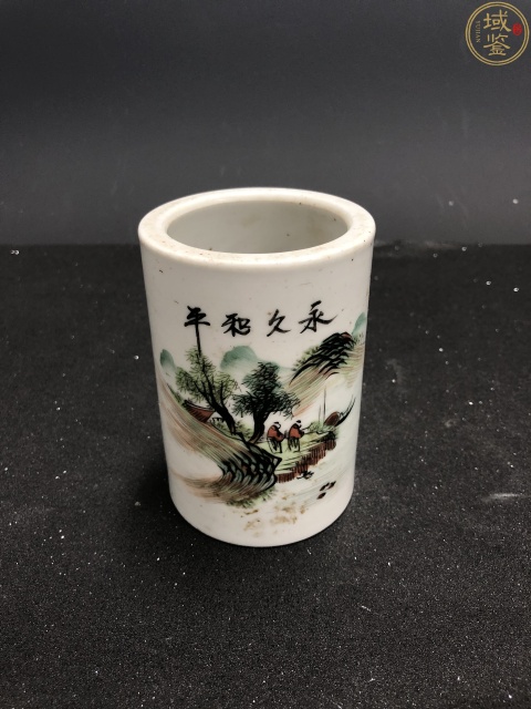 古玩陶瓷民國名家謝復泰淺絳彩人物永久和平筆筒拍賣,當前價格1880元