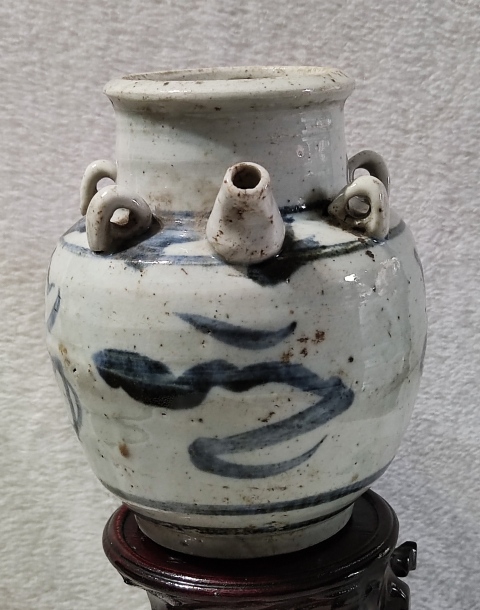 古玩陶瓷吉語紋青花四系壺拍賣,當前價格668元