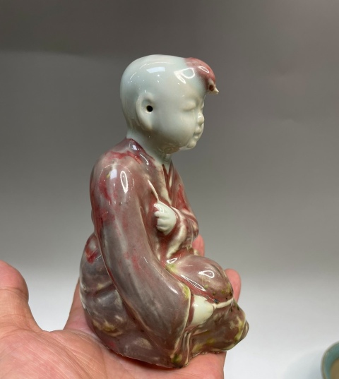 古玩陶瓷創匯紅釉童子擺件拍賣,當前價格6800元