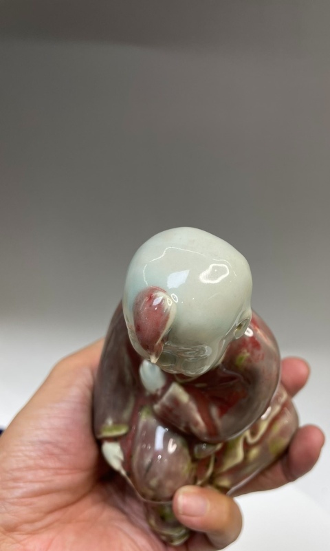 古玩陶瓷創匯紅釉童子擺件拍賣,當前價格6800元