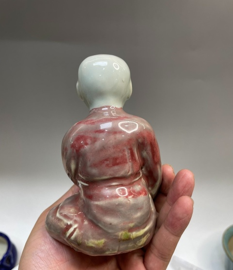 古玩陶瓷創匯紅釉童子擺件拍賣,當前價格6800元