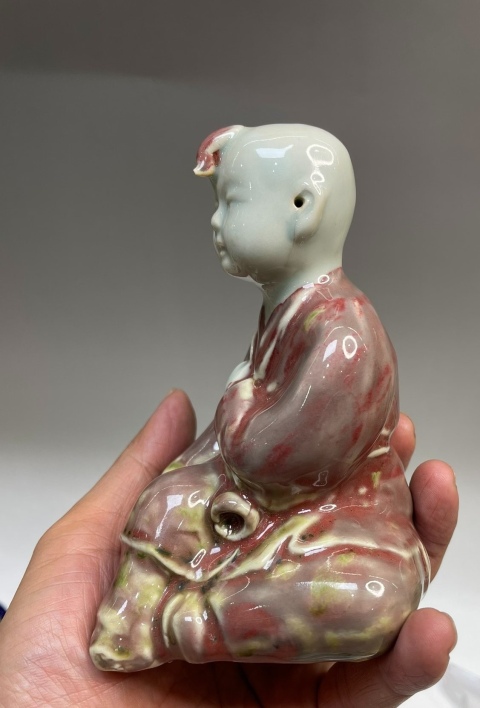 古玩陶瓷創匯紅釉童子擺件拍賣,當前價格6800元