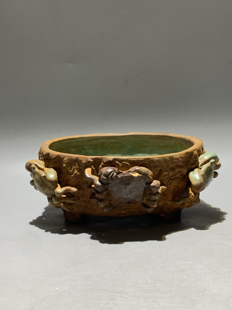 古玩陶瓷清代石灣窯蟹甲八方洗 水仙盆拍賣(mài),當(dāng)前價(jià)格688元
