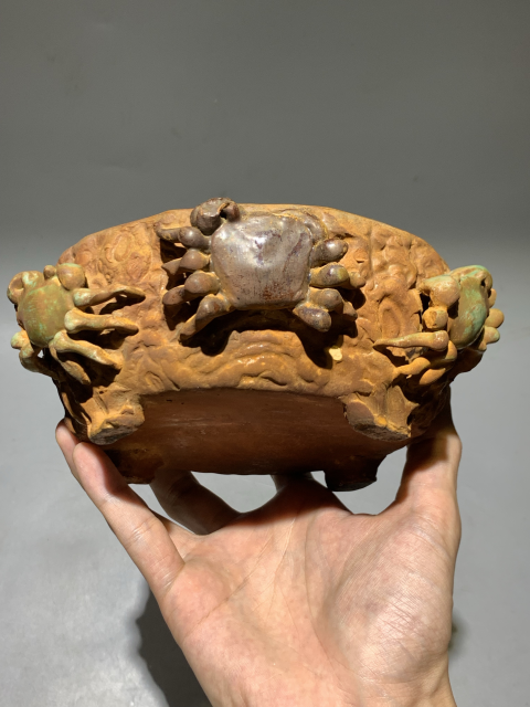 古玩陶瓷清代石灣窯蟹甲八方洗 水仙盆拍賣(mài),當(dāng)前價(jià)格688元