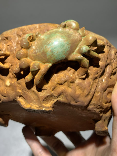 古玩陶瓷清代石灣窯蟹甲八方洗 水仙盆拍賣(mài),當(dāng)前價(jià)格688元