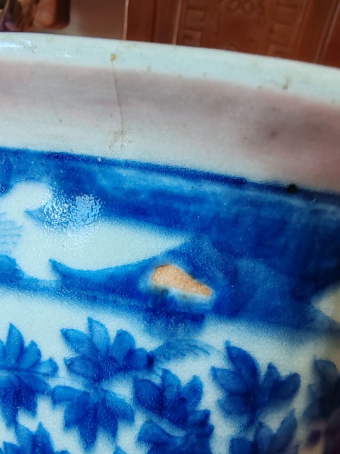 古玩陶瓷清中青花花卉花盆拍賣，當(dāng)前價(jià)格2000元