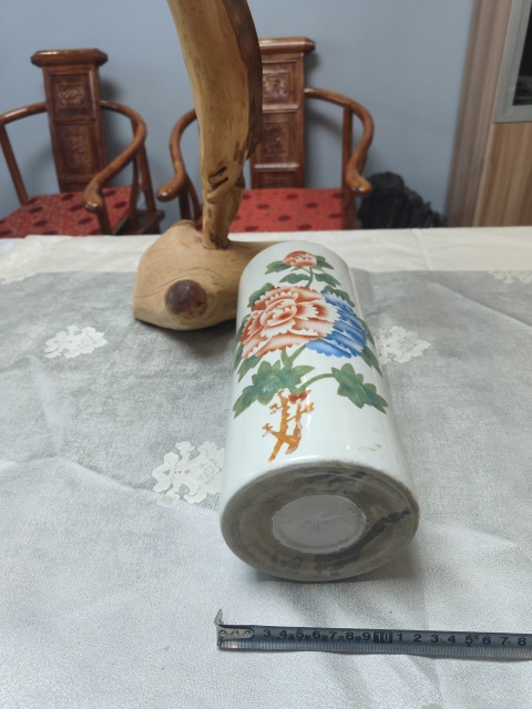 古玩陶瓷民國彩繪牡丹花紋帽筒拍賣，當(dāng)前價(jià)格980元