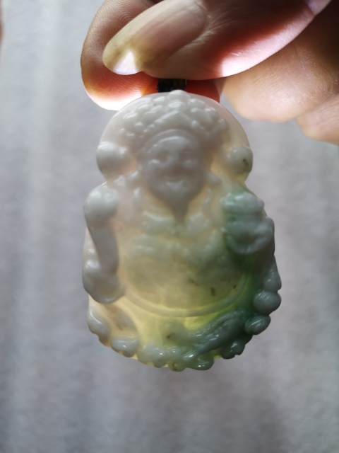 古玩玉器天然翡翠雕“財神”掛件拍賣，當前價格680元
