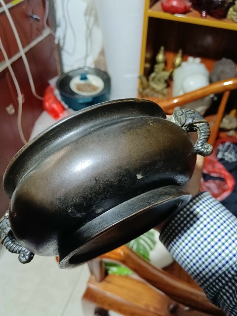 古玩銅器晚清民國雙象耳銅爐拍賣，當前價格3800元
