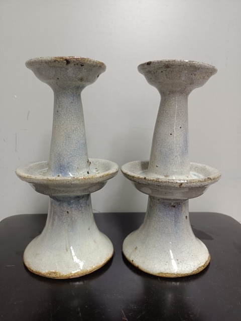 古玩陶瓷哥釉開片雙層蠟臺拍賣，當前價格788元