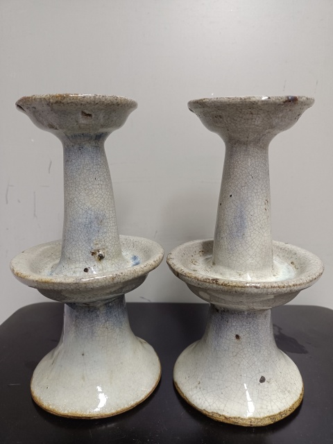 古玩陶瓷哥釉開片雙層蠟臺拍賣，當前價格788元