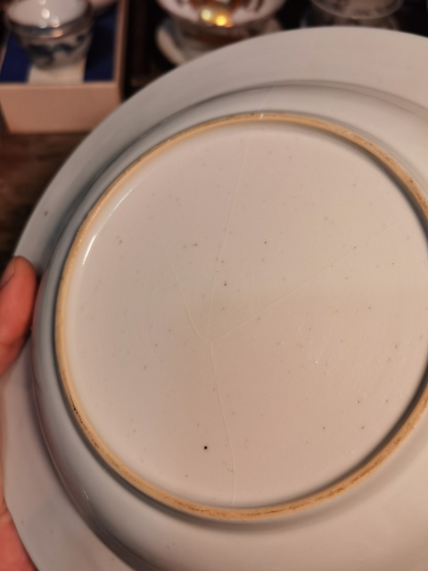 古玩陶瓷清早期?青花淡描花卉紋折沿盤拍賣，當前價格2000元