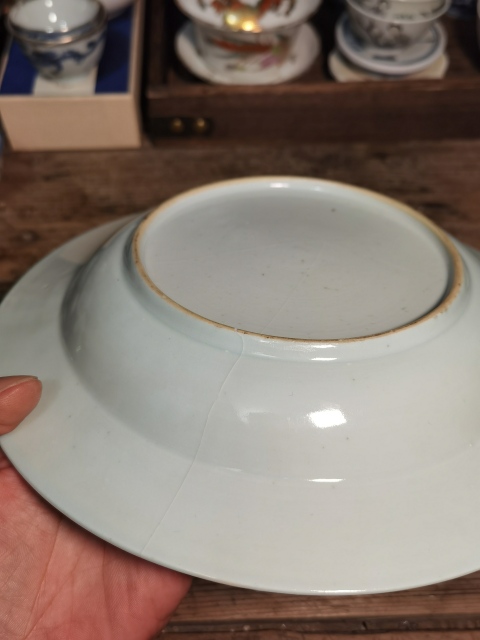 古玩陶瓷清早期?青花淡描花卉紋折沿盤拍賣，當前價格2000元