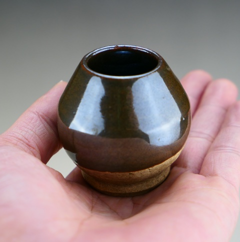 古玩陶瓷元末明初耀州窯褐釉雞心罐（名窯出品）拍賣，當前價格1280元