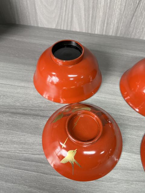 古玩雜項清晚期 描真金花卉紋木胎漆器蓋碗一對拍賣，當前價格230元