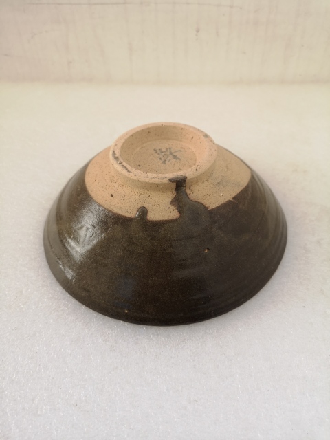 古玩陶瓷褐釉澀圈圈足疊燒工藝碗拍賣，當前價格680元
