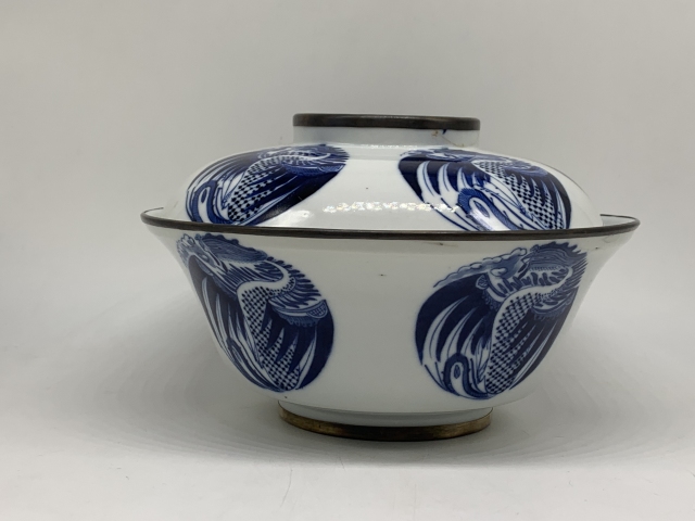 古玩陶瓷青花團鶴紋蓋碗拍賣,當前價格4500元