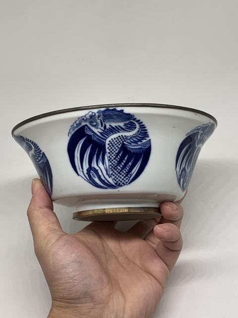 古玩陶瓷青花團鶴紋蓋碗拍賣,當前價格4500元