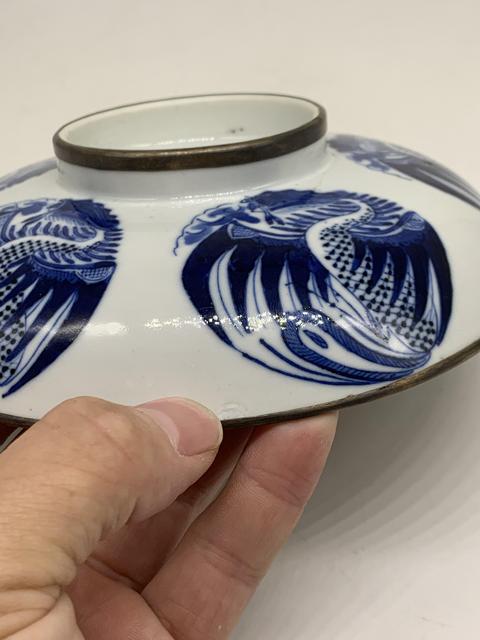 古玩陶瓷青花團鶴紋蓋碗拍賣,當前價格4500元