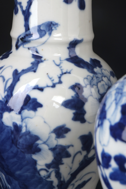古玩陶瓷【8785-86】清晚期 青花富貴白頭圖鳳尾尊一對(duì)拍賣,當(dāng)前價(jià)格12000元