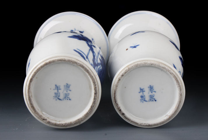 古玩陶瓷【8785-86】清晚期 青花富貴白頭圖鳳尾尊一對(duì)拍賣,當(dāng)前價(jià)格12000元